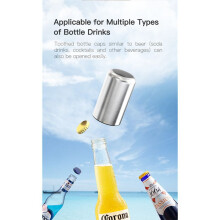 Magnet-Automatic Beer Bottle Opener Stainless Steel Wine Beer Soda Cap Push Down Opener Kitchen Bar Tools