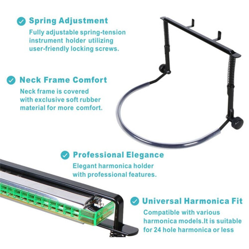For Harmonica Holder Harmonica Stand 10 Hole 24 Hole Blues Harmonica Stand Adjustable Harmonica Stand Silver 1