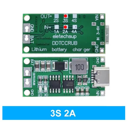 5PCS 3S 2A Type-C Step- Boost LiPo Polymer Li-Ion Charger 18650 Lithium Battery 2