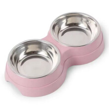 Ciotole Doppie per Animali Domestici, Ciotola per Acqua, Ciotola per Bere In Acciaio Inox, Accessori per Gatti e Cuccioli, Accessori per Cani, Rosa