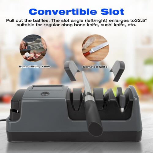 3-Stage Electric Knife Sharpener for Kitchen Knives,LCD Screen,Diamond Abrasive,Adjustable Rotational Speed Eu Plug 2