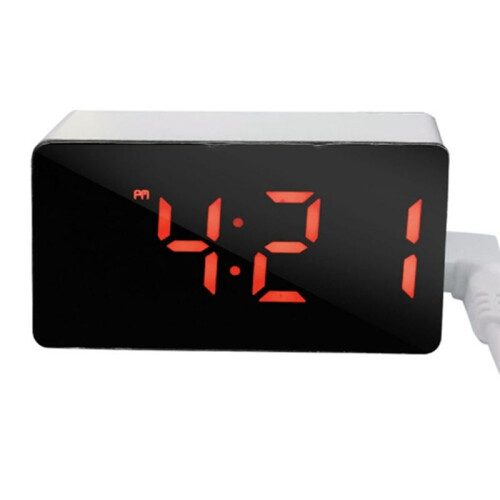 Digital Clock TEMP Date 3 Alarms Power-Off Memory Table Clock USB Powered Always  12/24H Night Mode LED Clock Red