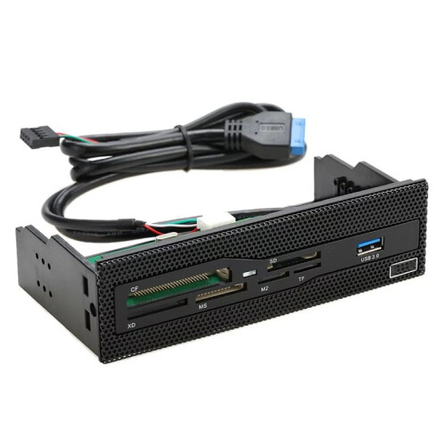 5.25In Internal Card Reader Media Multi-Function Dashboard PC Front Panel USB 3.0 Support CF XD MS M2 TF  Card Reader