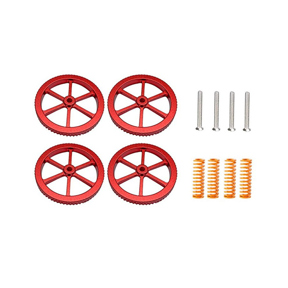 4Pcs M4 Screws Leveling Nuts Heat Bed Leveling Spring Knob Parts 3D Printers Print Platform Calibration Accessories Red 4713051374759