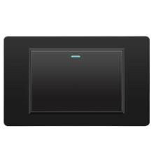 Wall Electrical Switches Light  1 Gang 118mmx74mm Tempered Glass Panel Mechanical Button  Black