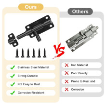Door Bolt Stainless Steel Pack of 2 Sliding Lock with Screws Sliding Lock for Garden Bathroom Window Bedroom