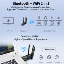 AX900 WiFi6 Adapter USB 2.4G+5Ghz WiFi 5.4 Klucz Sprzętowy WiFi 4 Anteny MU-MIMO Odbiornik Karty Bezprzewodowej do Komputera PC/Laptopa