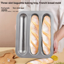 Baguett Pan French Bread Mold 3 Cavity Baking Tray Nonstick Long Loaf Toast Cake Mould Bakeware Baking Pans for Oven