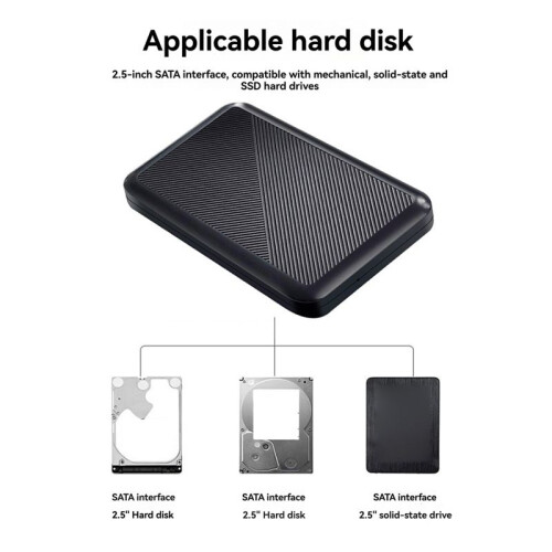 Compartimento para Disco Rígido Externo de 5 GB/S de 2,5 Polegadas com USB 3.1 para PC e Laptop com Suporte para Até 6 TB, Compatível com SSD/HDD 1