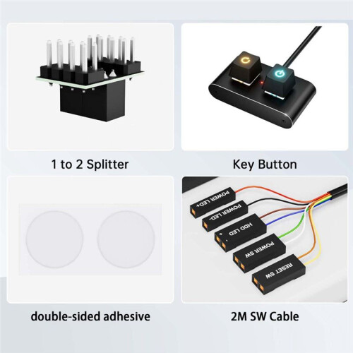 Desktop Computer Power  PC Motherboard External Start Power /Off Button Extension Cable with Adapter 2