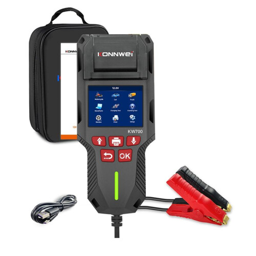 KONNWEI KW700 12V 24V Battery Tester 10-2000CCA with Printer Cranking Charging Test Tools Battery Test Diagnostic Tool 1
