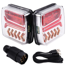 1 Set 12V 24V Wireless Magnetic LED Tail Light Trailer Rear Light Signal Warning Brake Light RV Lorry Caravan EU Plug