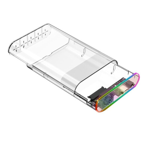 Caixa para Disco Rígido Externo  de 2,5 Polegadas e 3,5 Polegadas RGB  Adaptador de Alta Velocidade para PC, Laptop e Plugue UE