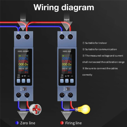 KWS-303WF Power Meter    Meter APP Control 85-290V//40A Voltage and Current Meter Electricity Meter
