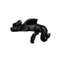 Drachen-Buchstützen, Schlafender Drache, Bücherregal-Dekor, 3D-Druck, Vintage, Schlafender Drache, Bücherregal-Figur für Bücherregal, Schwarz