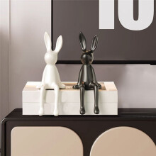 Long Eared Sitting Bunny Decor Room Decor Statue Sitting Bunny Figurine Statue for Desk Bookshelf Gift for Friends White