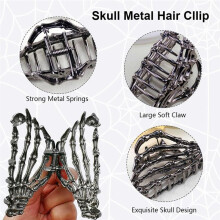 Haarspange mit Totenkopf-Design für Damen-Haarstyling, Mittelgroße Haarklammern Aus Metall, Halloween-Haar-Accessoires