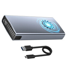 10Gbps M.2 NVME SSD Case with Built-in Cooling Fan M.2 SSD Enclosure Dual Protocol NVMe NGFF SSD Adapter