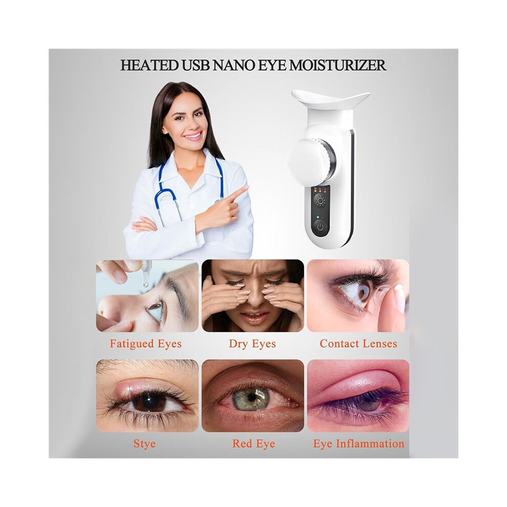 White Heated Eye Mist Sprayer,Eye With Warm Compress Moist Heat For Relief Dry Eyes,Electric Eye Steamer