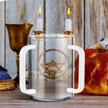 Hand Washing Cup with Dual Handles Acrylic Washing Cup for Netilat YadayimNegel Vasser Wash Cup Handles for Jewish White