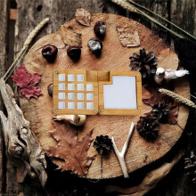 15 Grid Portable Sketchbook Palette, Walnut Wood Color Palette Box Travel Watercolor Case for Drawing Wood Color
