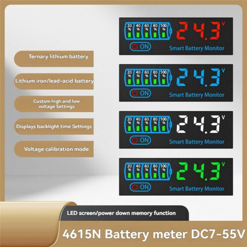 18650 Li-Ion Lipo Lithium Test 7-55V Acid Battery Level Indicator Tester LEDDisplay Meter Module Capacity VoltageMeter,C 2