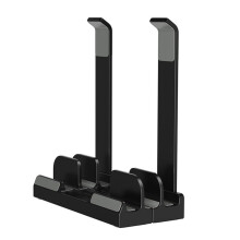 Adjustable Vertical Laptop Stand, 3-Slot Padded Stand for 16 Inch Laptops, Rectangular Base, Enhanced Stability Black