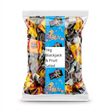 1kg Barratts Black Jacks & Fruit Salads Chewy Mix | Individually Wrapped Retro Sweets Bulk Sharing Bag