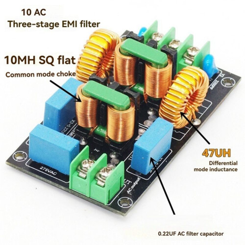 EMI Power Filter Board Audio Amplifier Power Supply Filter Common Mode High Current Electromagnetic HiFi Audio 10A 1