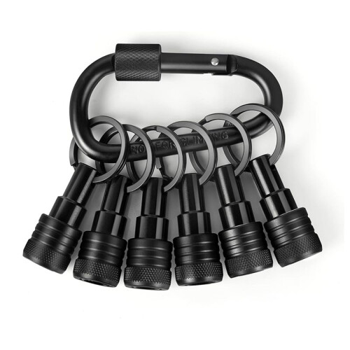 6PCS Bit Holders Keychain, 1/4 Inch Hex Shank Bit Holders, Quick-Change Design for Nut Driver, Screwdriver & Drill Bits