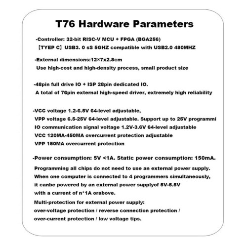 For XGecu T76 USB3.0 Programmer Support EEPROMNAND NOR EMMC BGA,Minpro/TL866II/T56 Programmer Replacement IC Tester 2
