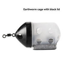 Decoy Cage Fishing Black Lock Worm Cage Bait Maker med Urhålade Tillbehör Maskbur Fish Bait Lockar 30g
