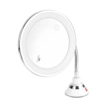 Flexible Gooseneck Makeup Mirror with LED Light 10X Magnifying Mirror Suction Cup Bright Diffused Light and 360 Degree