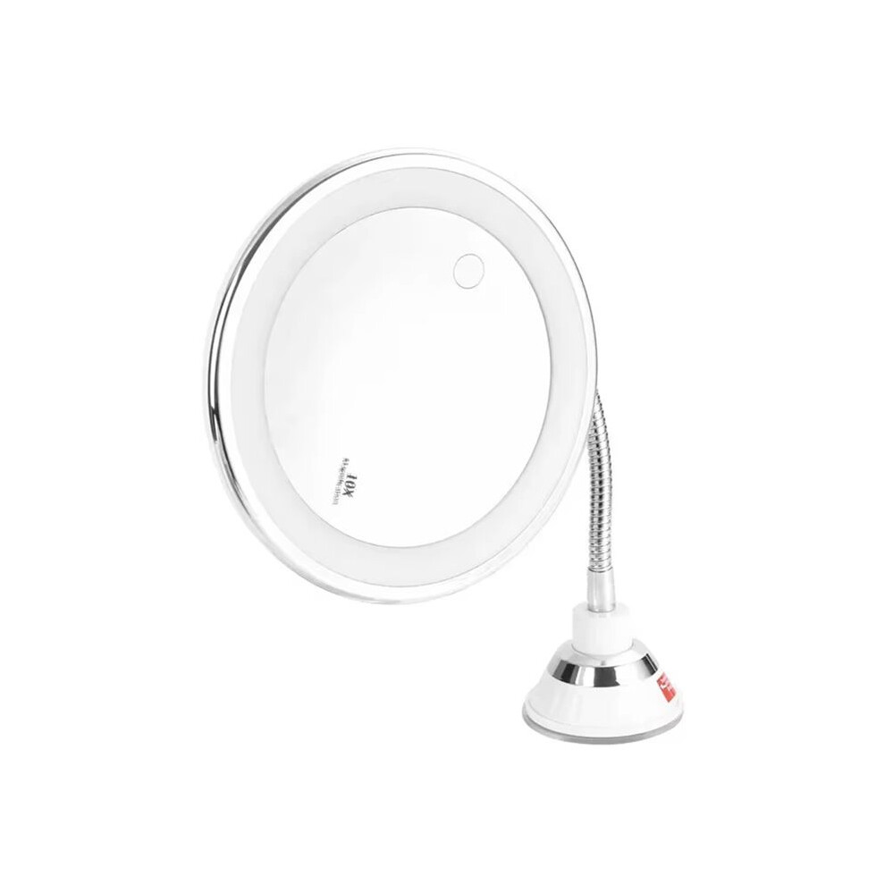 Light Flexible Gooseneck Makeup Mirror With Led 10X Magnifying Mirror Suction Cup Bright Diffused And 360 Degree