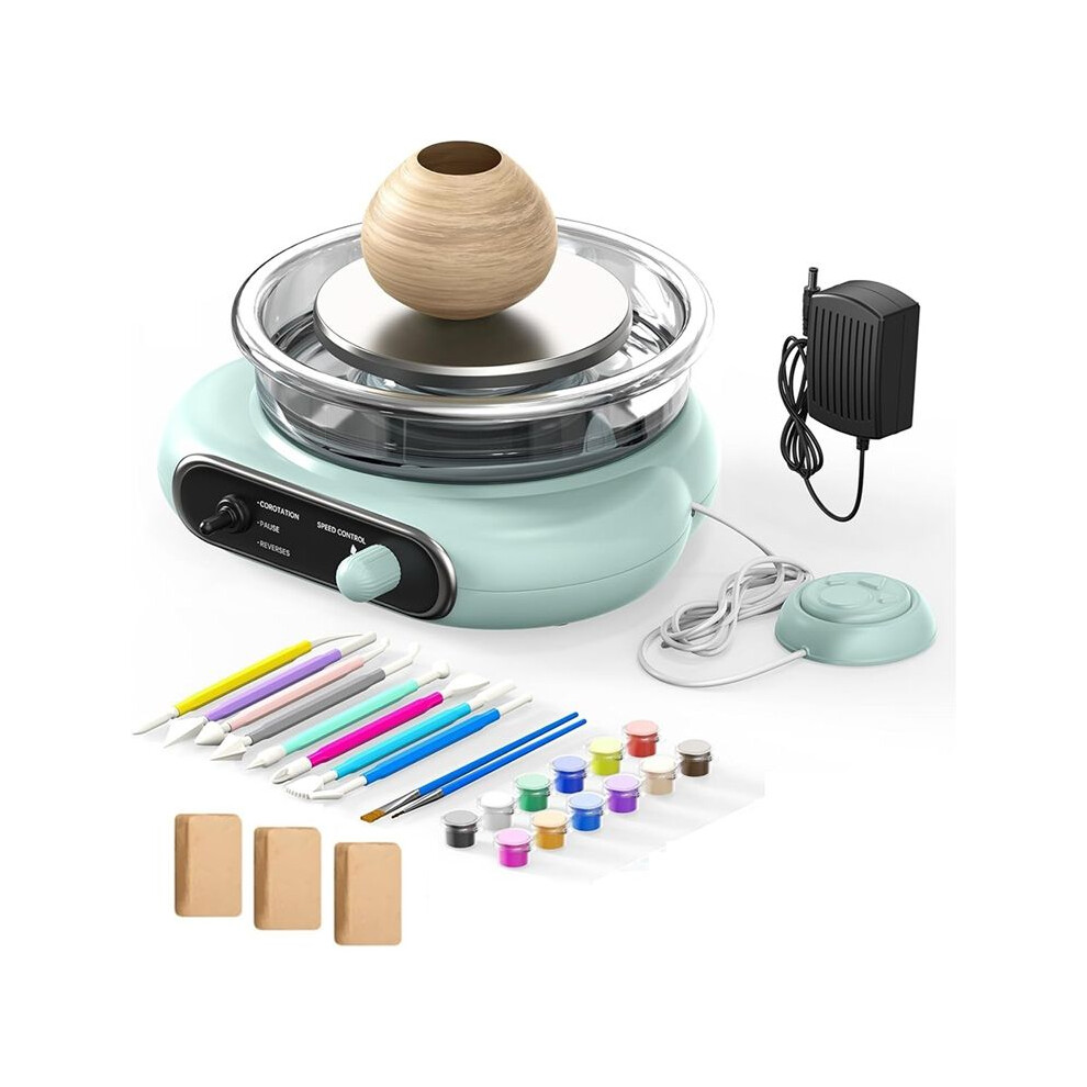 Pottery Wheel Kit - Turntable Electric Clay Wheel with Foot Pedal, Adjustable Speed Ceramic Making Machine EU Plug