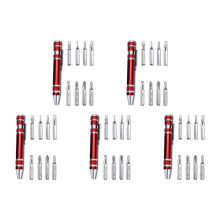5pcs pen screwdriver set Aluminum alloy pen type Hand screw screwdriver red
