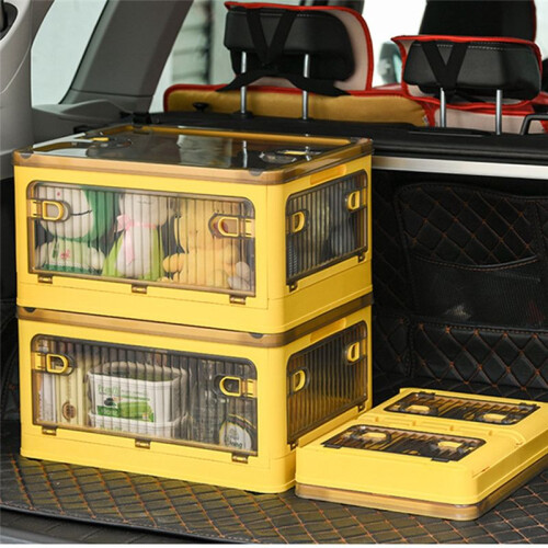 Large Capacity Folding Storage Box - Stackable Thickened Plastic Organizer,Household Transparent Plastic Folding Box