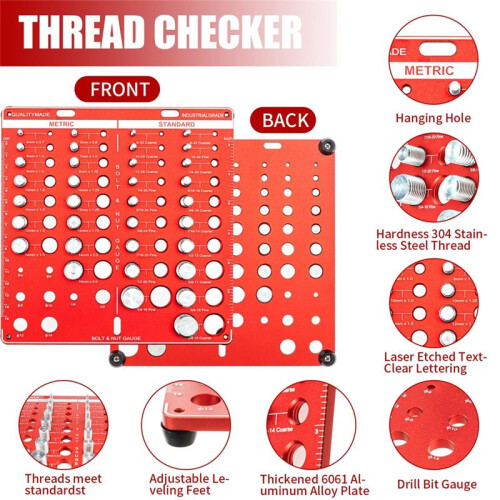 Thread Checker, 42 Nut and Bolt Thread Checker, Bolt Size and Thread Gauge, Bolt and Nut Identifier Gauge 1