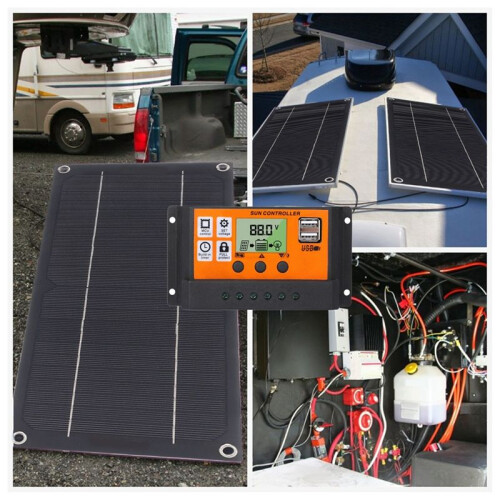 600W Solar Panel Kit with 100A 18V Charge Controller Solar Charging for Outdoor RV Camping Boat Trailer System 1