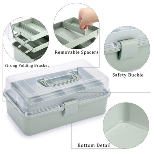 3-Layer Plastic Dividing Storage Box  Organizer and Storage with Adjustable Spacers Portable Handled Organizer 2