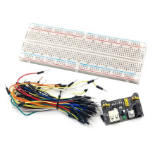 Kit de Module D'Alimentation pour Platine D'Expérimentation MB102 avec Platine D'Expérimentation Sans Soudure à 830 Points et 65 Fils de Liaison