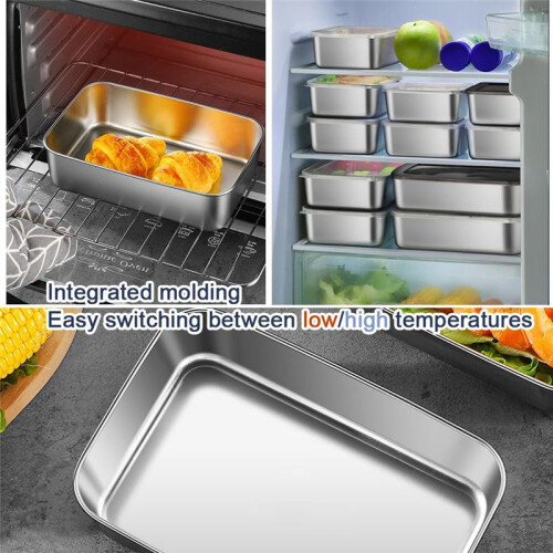 Square Disk with Cover Bake Tray Cake Tray Food Grade Rectangular Food Storage Box Container 1