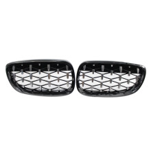 Främre Njurgrill, Främre Huva Diamantgaller Meteorgrill för 3-Serien E92 E93 Coupe 2006-2010 Glanssvart+Krom