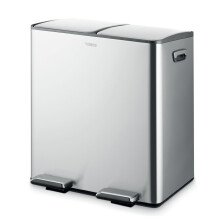 Tower Recycling Pedal Pin with Two 20L Compartments, Carbon Steel Body, Two Inner Buckets, 40L, Stainless Steel, T838022SS