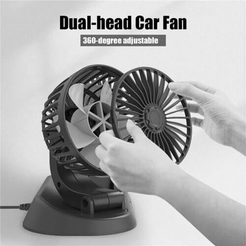 2X Car Fan Truck Strong Wind USB Interface Multi-Function Double-Headed Electric Fan 2