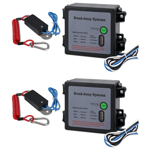 2X Trailer Brakes Breakaway Kit with , LED Test Light Electric Breakaway System