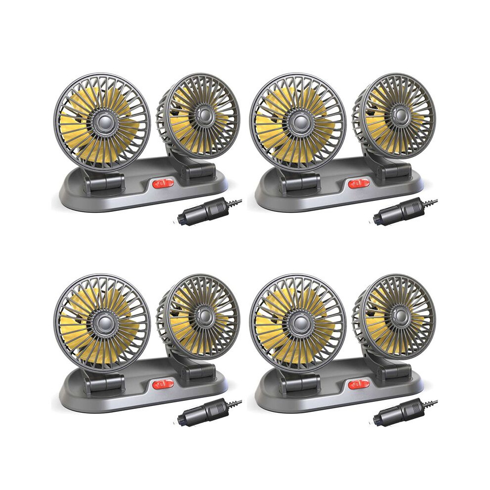 4X 12V Car Fan Double Fan Portable Auto Cooling Fan Cooling Wind Electric Fan Car Folding Fan 4711498987402