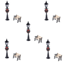 10Pcs 1/12 Dollhouse Miniature Christmas Park Street Lamp & Bench Doll Garden Decor Garden Furniture Miniature Decor Toy