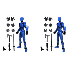 2X Robot Action Figure, 3D-Tryckt med Full Artikulering för Stop Motion-Animering Blå
