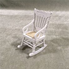 6 Pcs 1:12 Toy Miniature Furniture Wooden Rocking Chairs Toy Accessories for Doll House Decoration,White